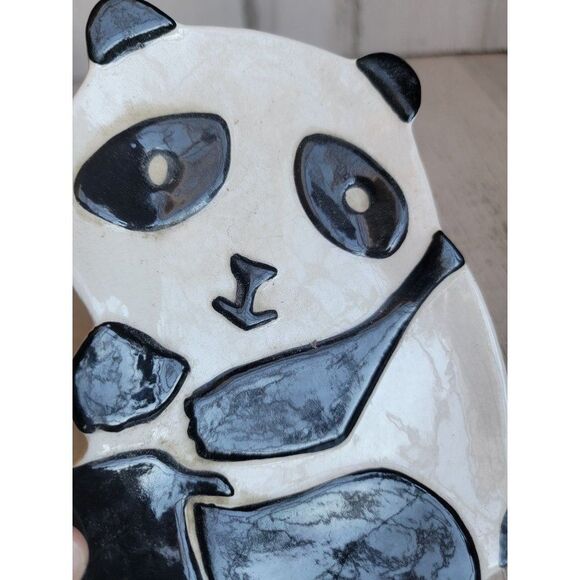 Vohann AS IS panda bear ceramic trinket plate zoo - Picture 3 of 7